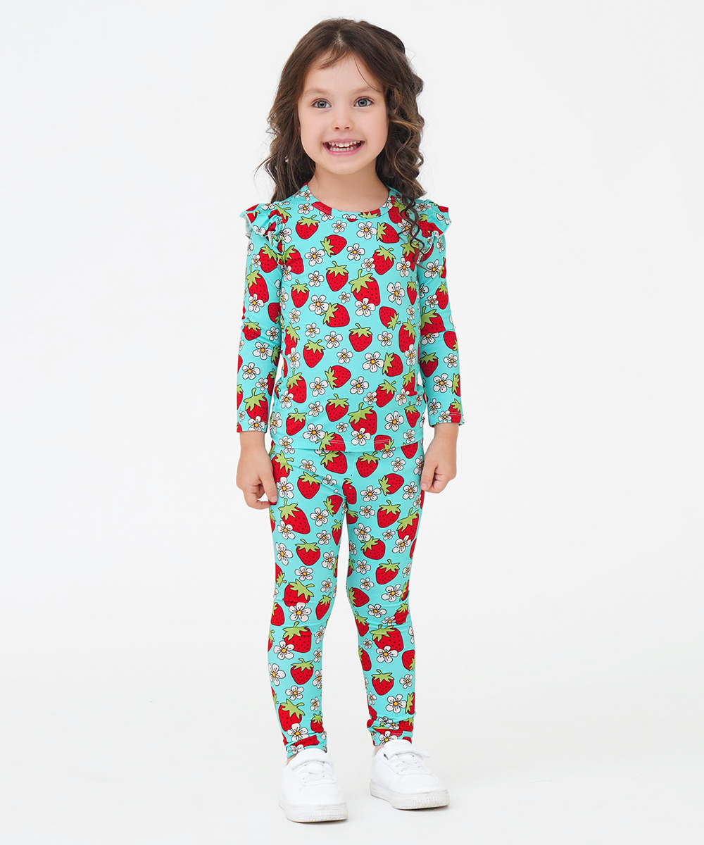 Toddler Girl Pajamas Ruffled Long Sleeve Pajamas