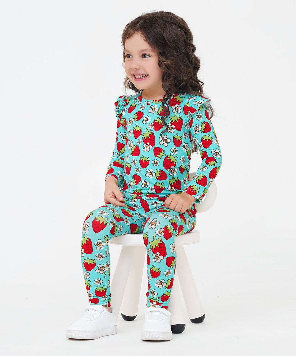 Toddler Girl Pajamas Ruffled Long Sleeve Pajamas