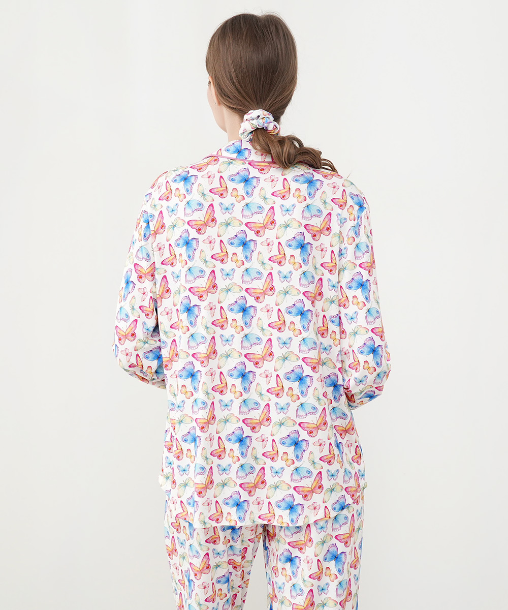 Womens Bamboo Notch Collar Button Down  Pajama Sets 