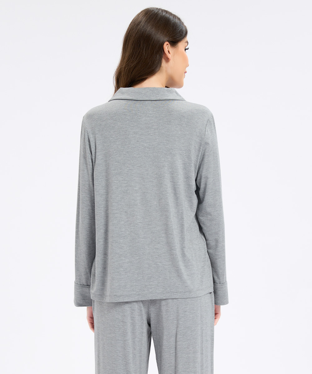 Womens Bamboo Notch Collar Solid Color Pajama Sets 