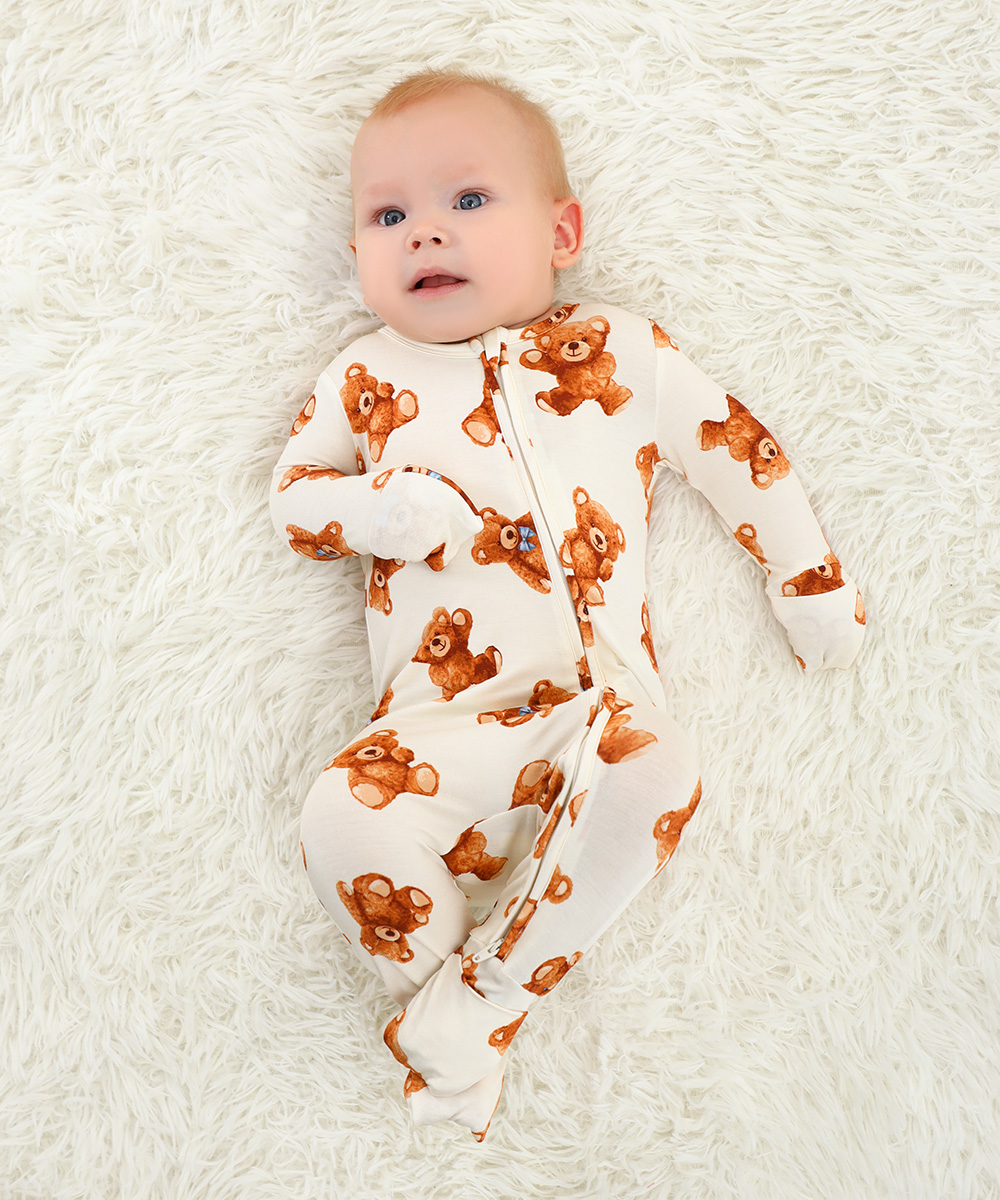 Bamboo Fold Over Baby Print Romper