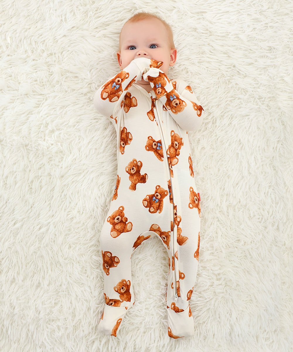 Bamboo Fold Over Baby Print Romper