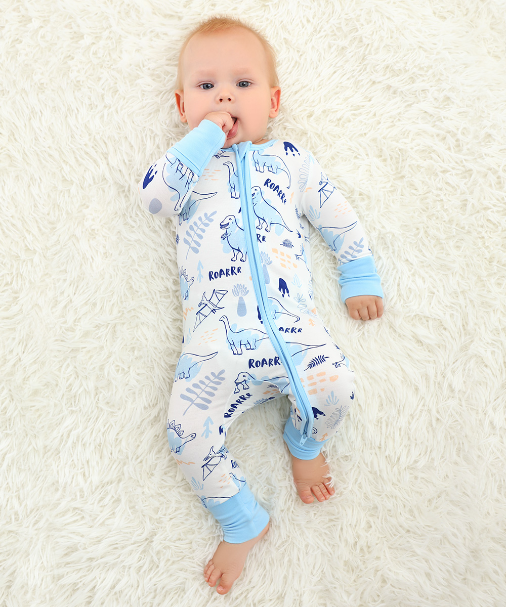 Bamboo Fold Over Baby Print Romper
