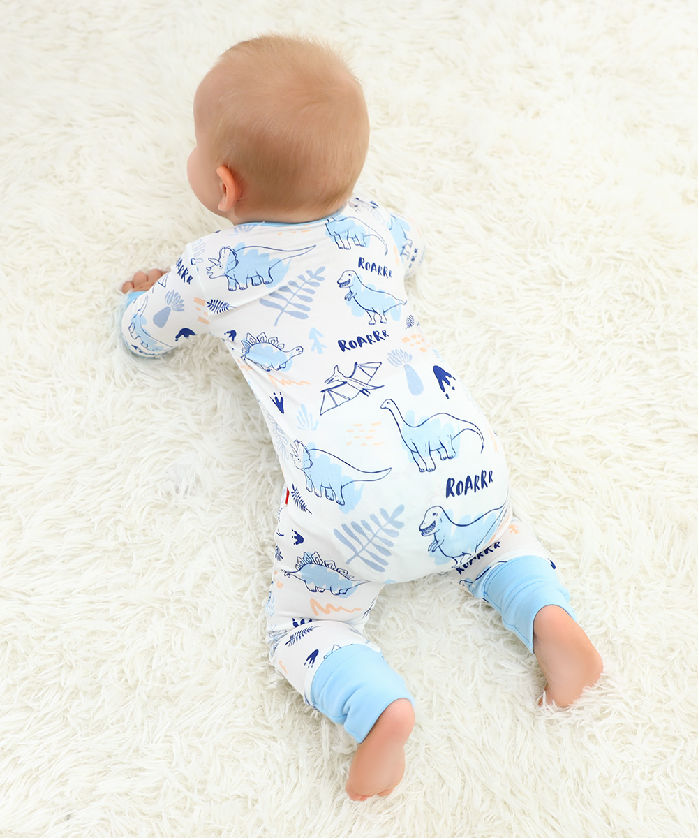 Bamboo Fold Over Baby Print Romper