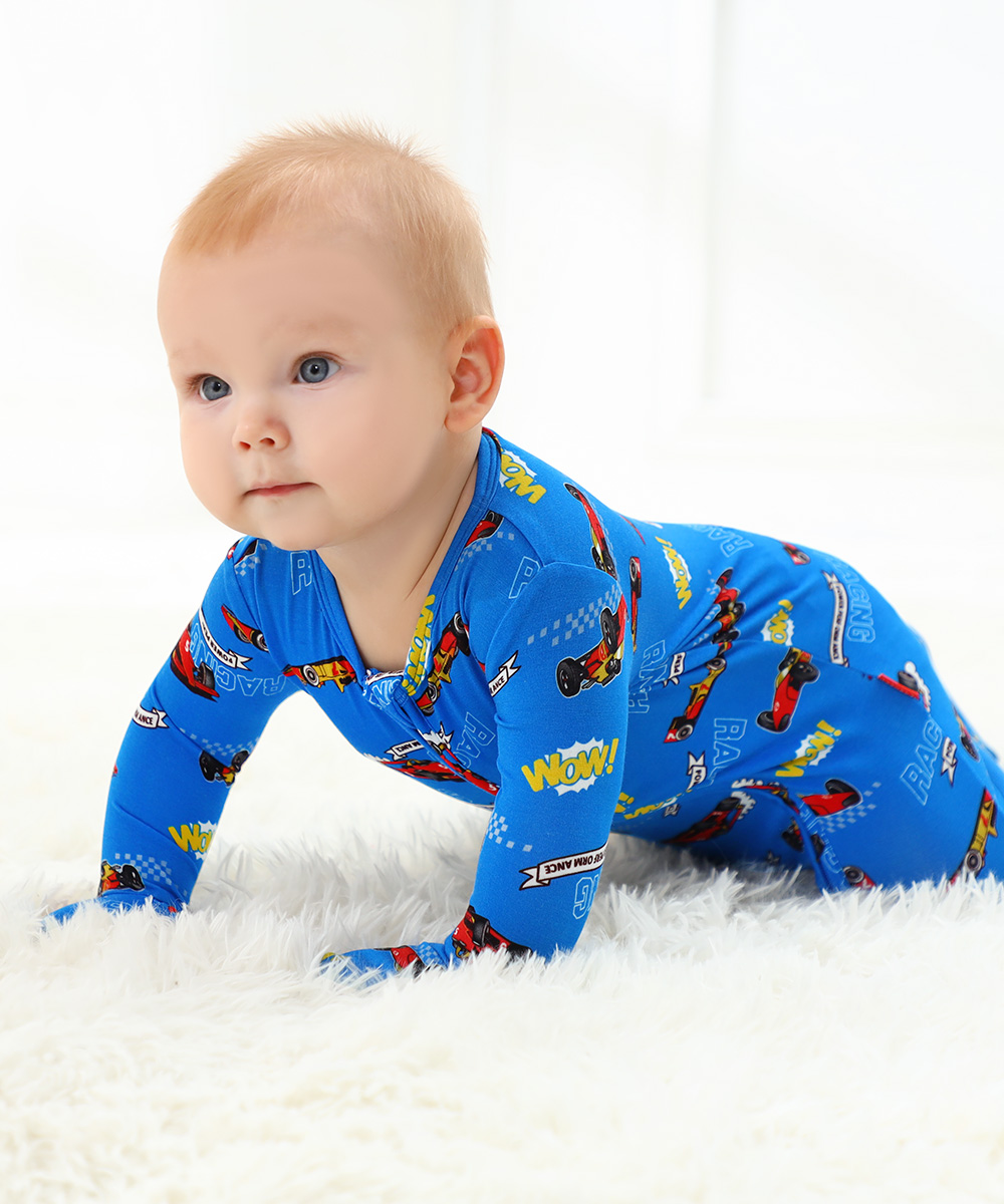 Bamboo Fold Over Baby Print Romper