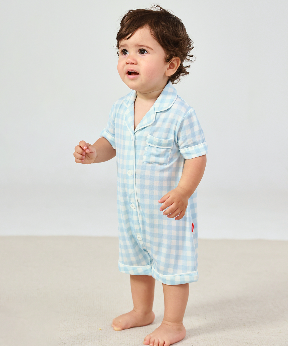 Baby Girl Bamboo Button Down One Piece Rompers
