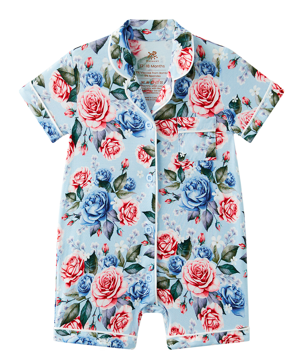 Baby Girl Bamboo Button Down One Piece Rompers