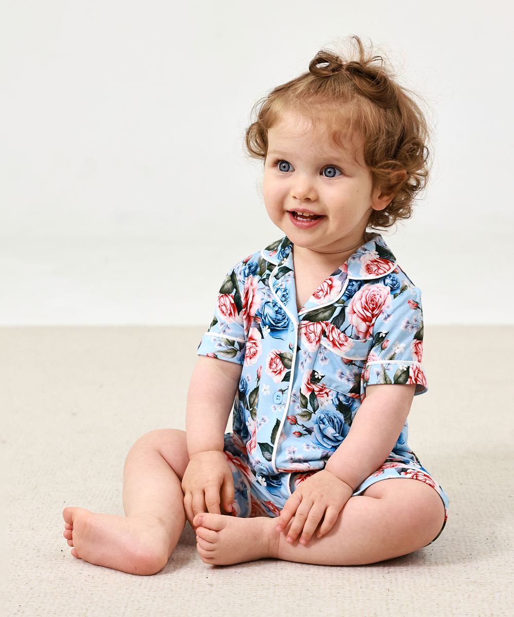 Baby Girl Bamboo Button Down One Piece Rompers