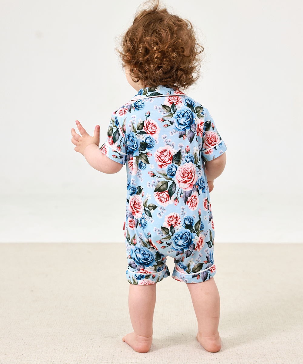 Baby Girl Bamboo Button Down One Piece Rompers