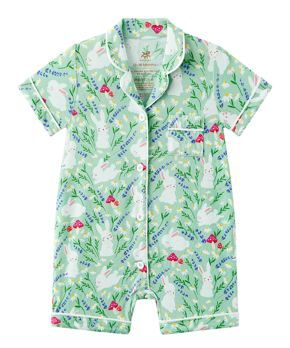Baby Girl Bamboo Button Down One Piece Rompers