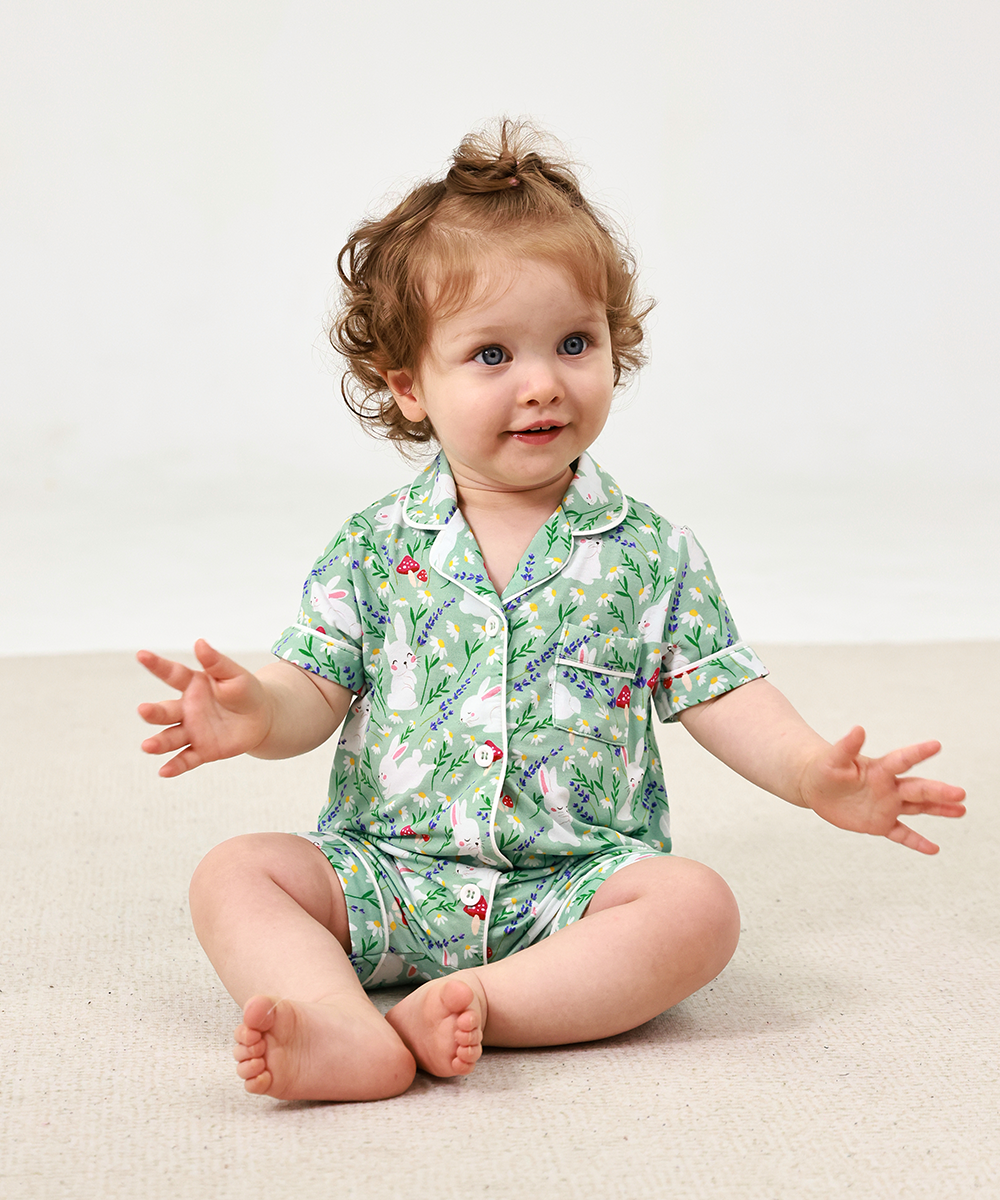 Baby Girl Bamboo Button Down One Piece Rompers