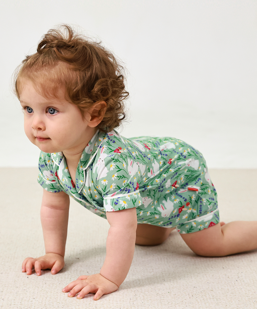 Baby Girl Bamboo Button Down One Piece Rompers