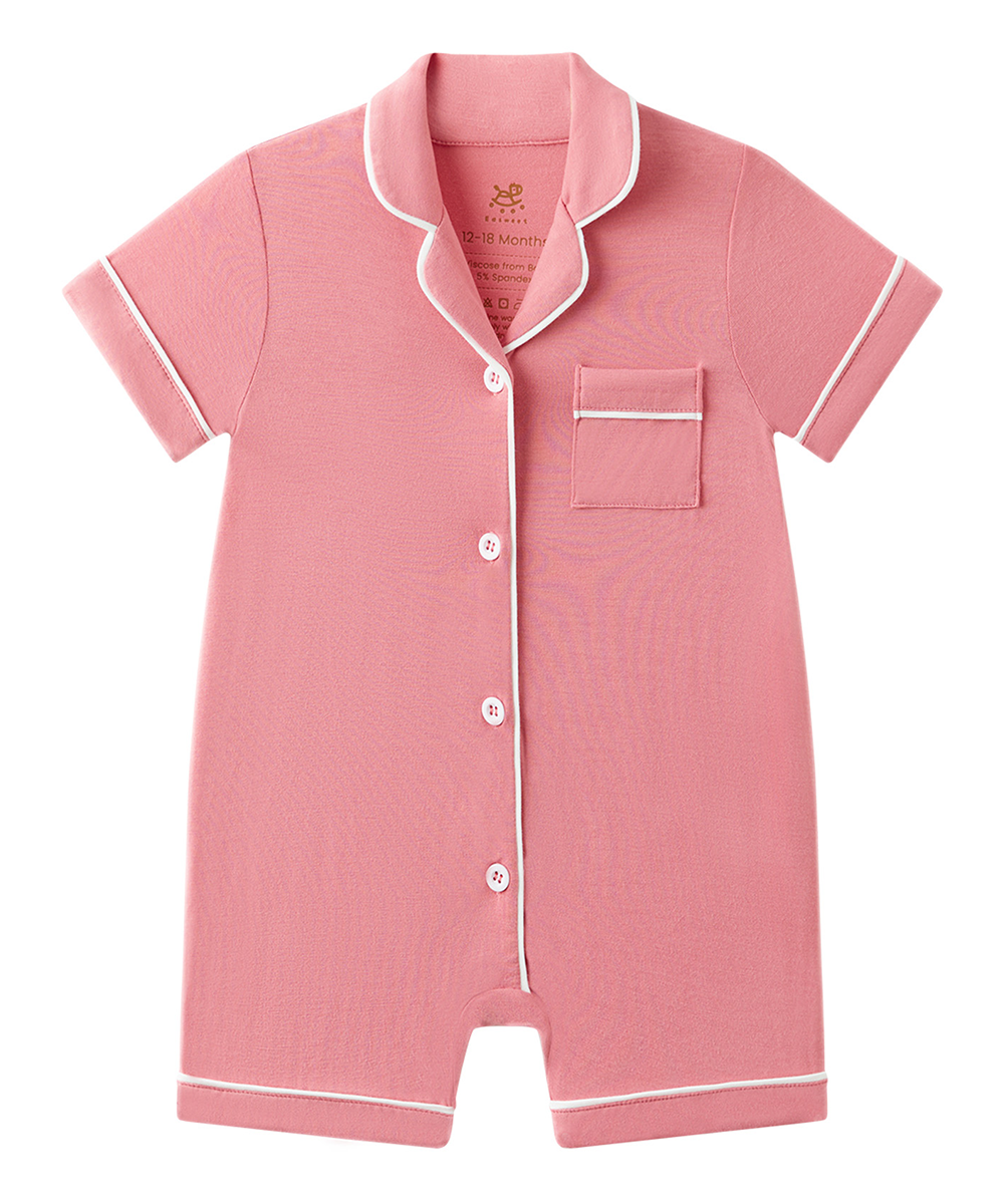 Baby Girl Bamboo Button Down One Piece Rompers