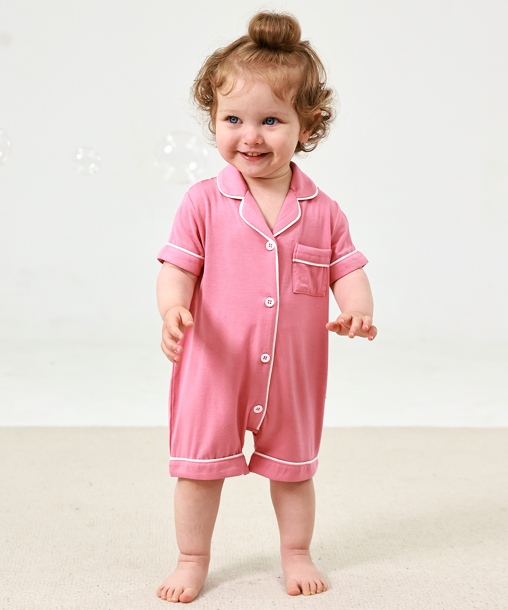 Baby Girl Bamboo Button Down One Piece Rompers