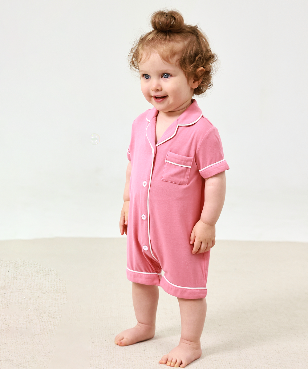 Baby Girl Bamboo Button Down One Piece Rompers