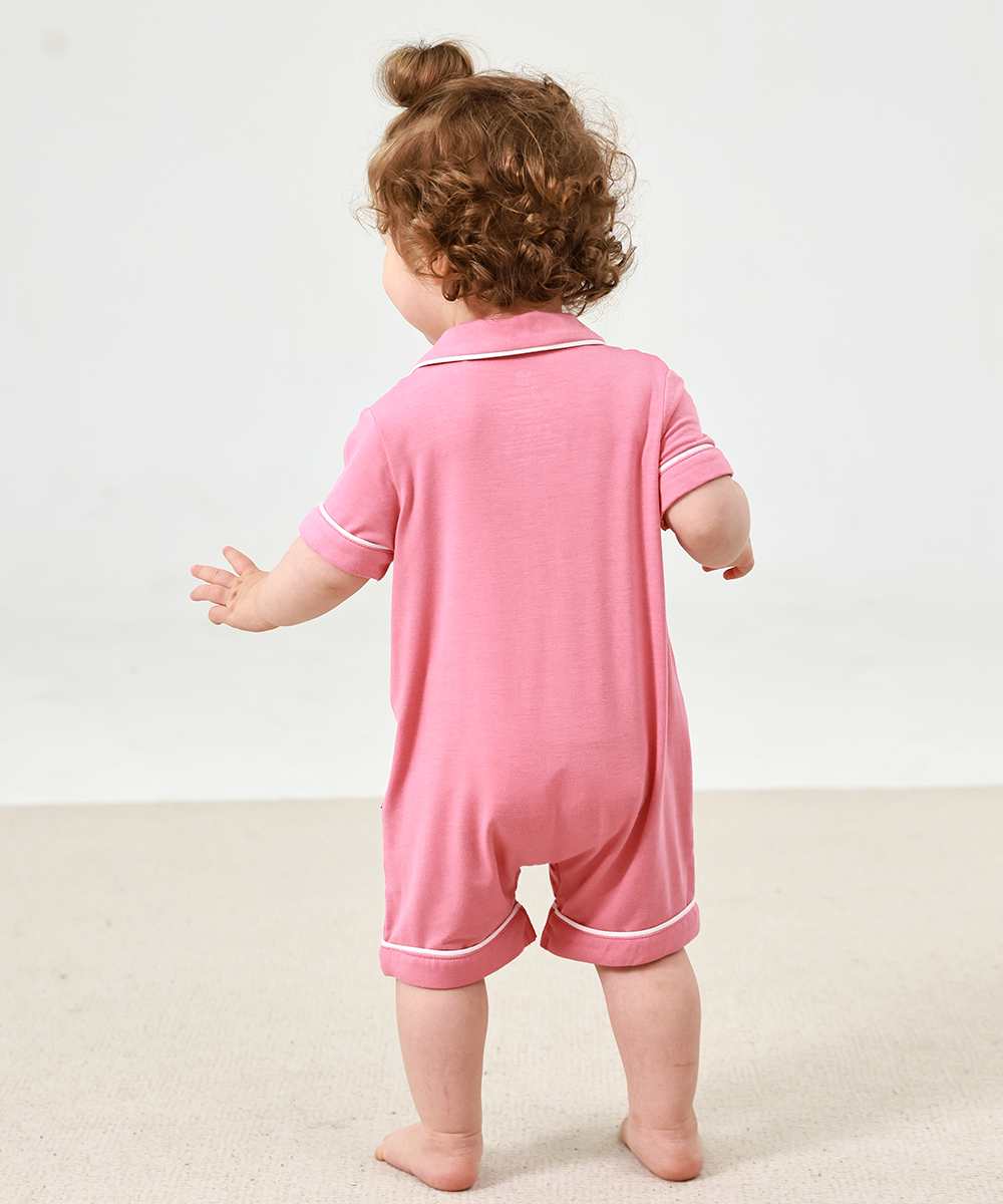 Baby Girl Bamboo Button Down One Piece Rompers