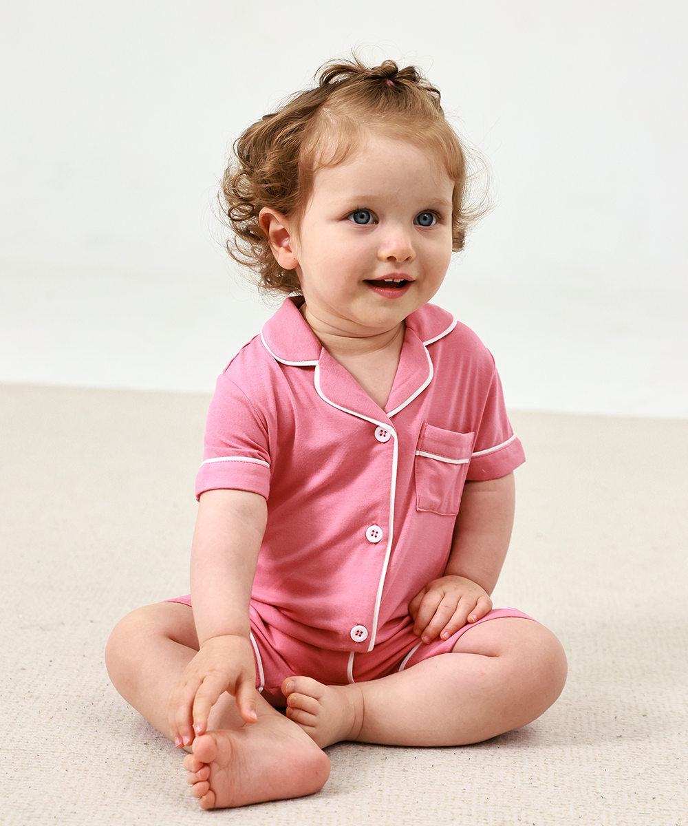 Baby Girl Bamboo Button Down One Piece Rompers