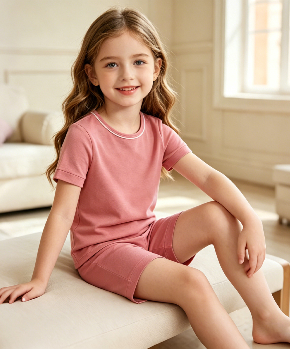 Toddler Girls Bamboo Pajama Sets | Short sleeves Tee & Shorts