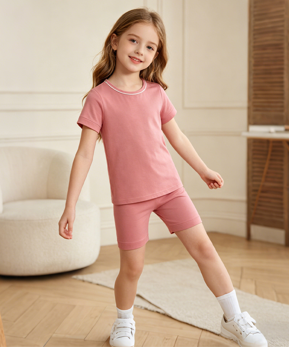 Toddler Girls Bamboo Pajama Sets | Short sleeves Tee & Shorts