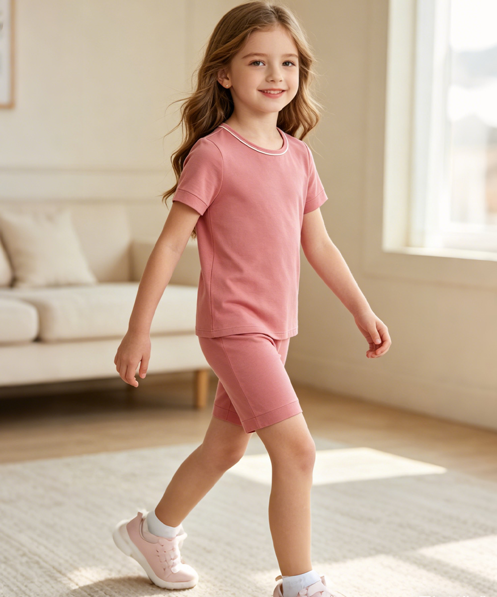 Toddler Girls Bamboo Pajama Sets | Short sleeves Tee & Shorts