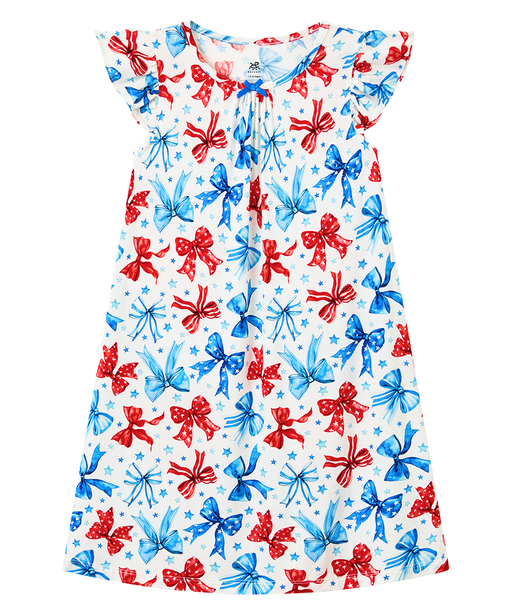 3T-12Y Girls Bamboo Ruffle Cap Sleeve Nightgowns