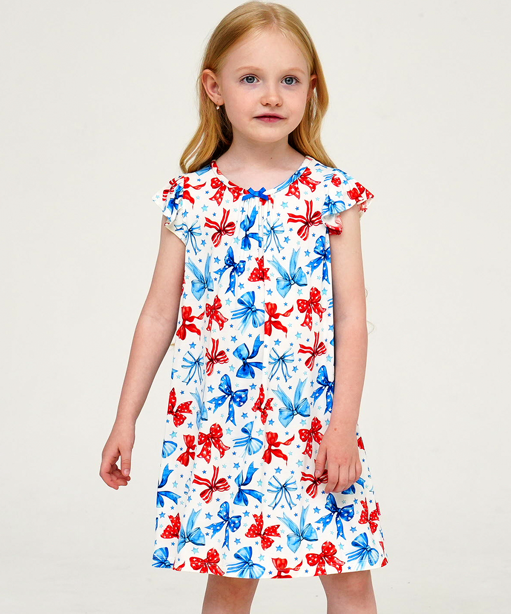 3T-12Y Girls Bamboo Ruffle Cap Sleeve Nightgowns