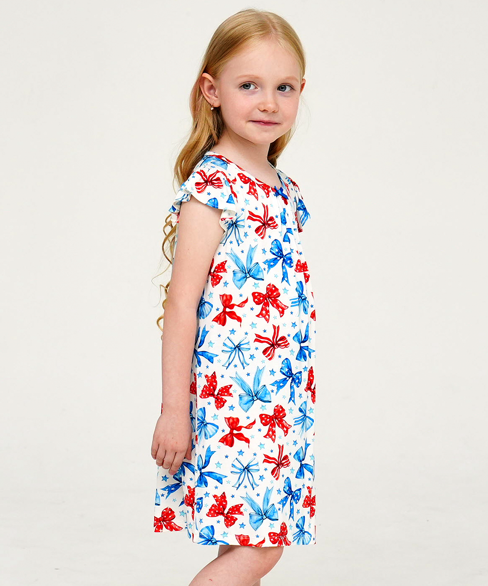 3T-12Y Girls Bamboo Ruffle Cap Sleeve Nightgowns