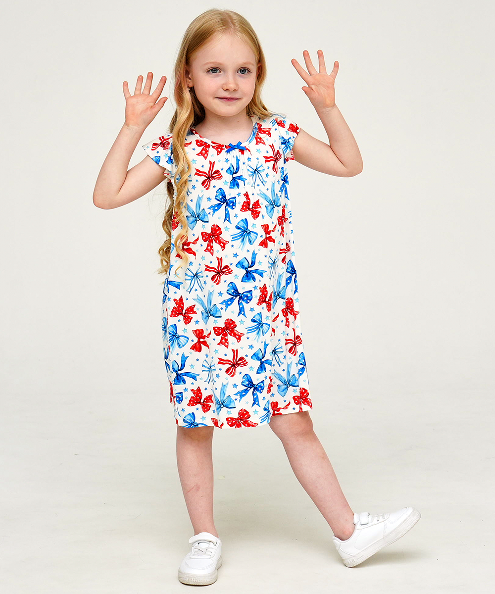 3T-12Y Girls Bamboo Ruffle Cap Sleeve Nightgowns