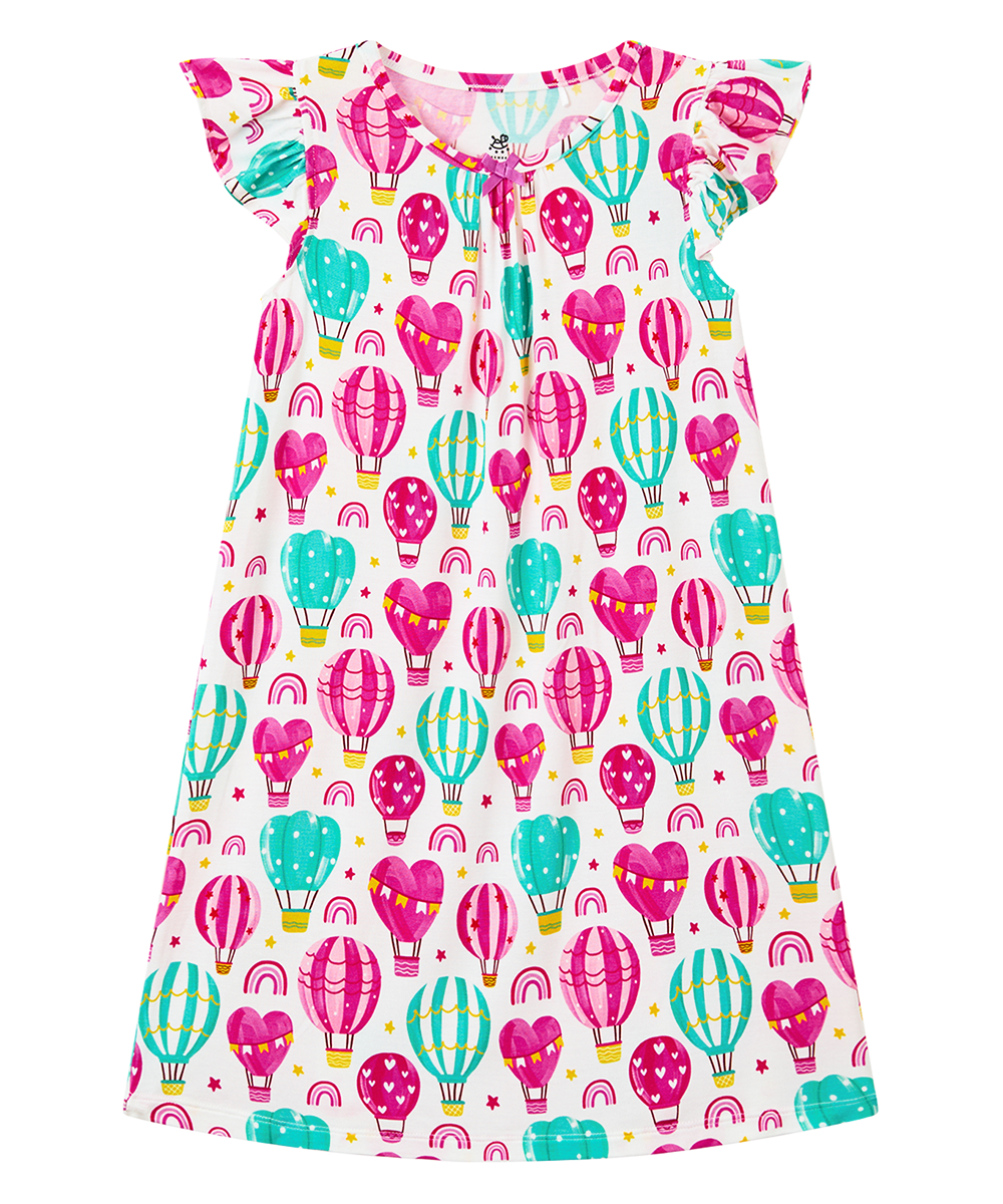 3T-12Y Girls Bamboo Ruffle Cap Sleeve Nightgowns