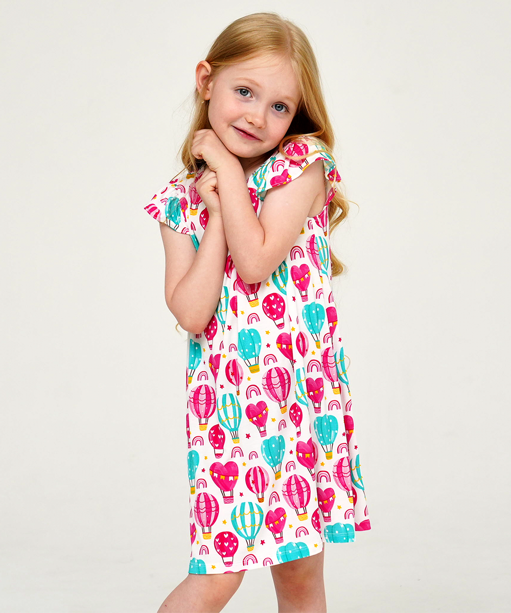 3T-12Y Girls Bamboo Ruffle Cap Sleeve Nightgowns