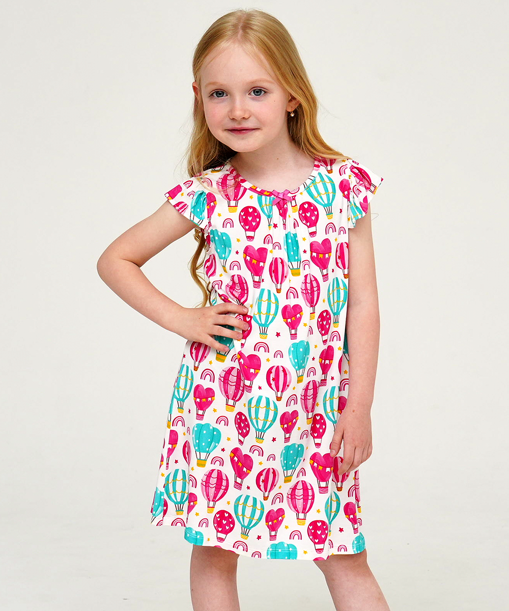 3T-12Y Girls Bamboo Ruffle Cap Sleeve Nightgowns