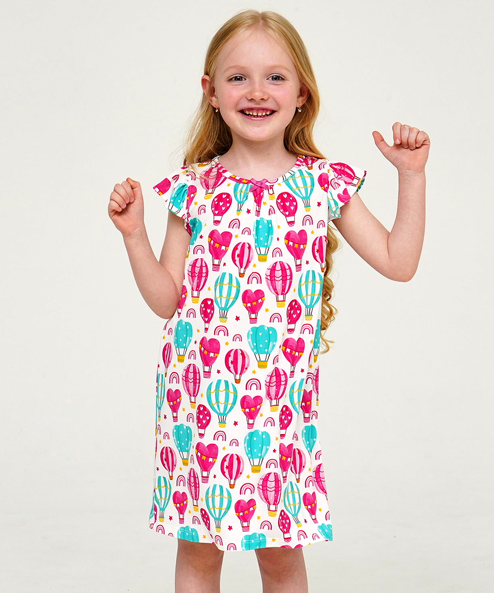 3T-12Y Girls Bamboo Ruffle Cap Sleeve Nightgowns