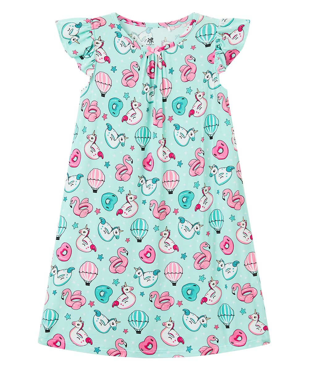 3T-12Y Girls Bamboo Ruffle Cap Sleeve Nightgowns