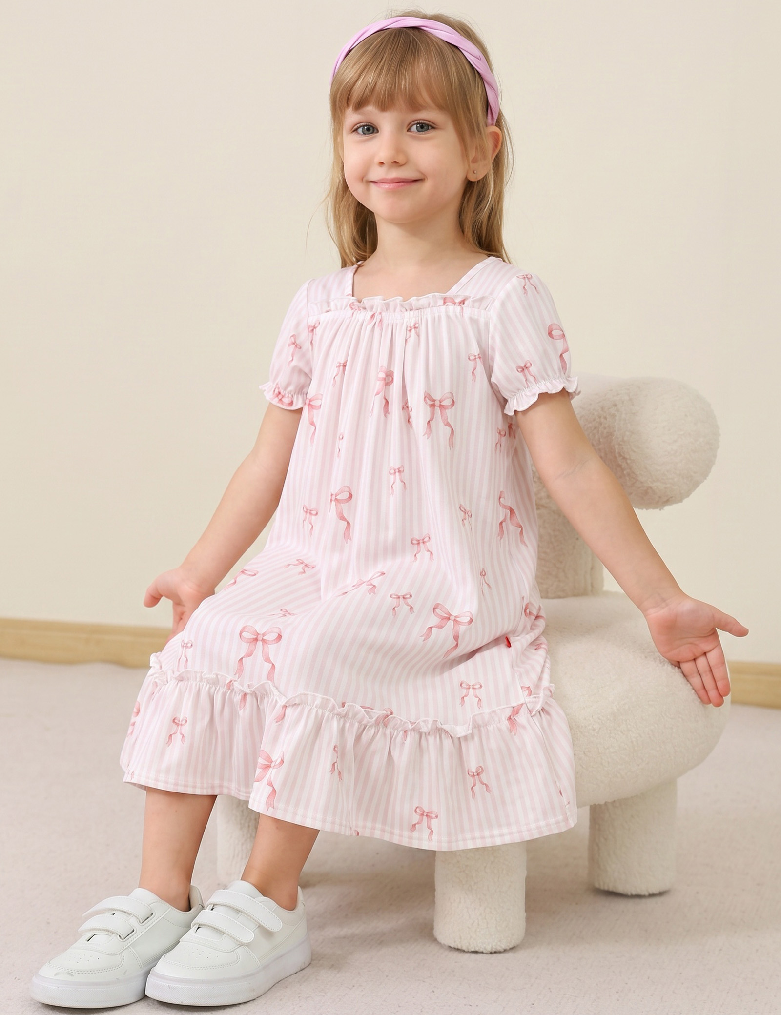 Girls' Bamboo Nightgowns | Soft Viscose from Bamboo Short Sleeve Nightdresses