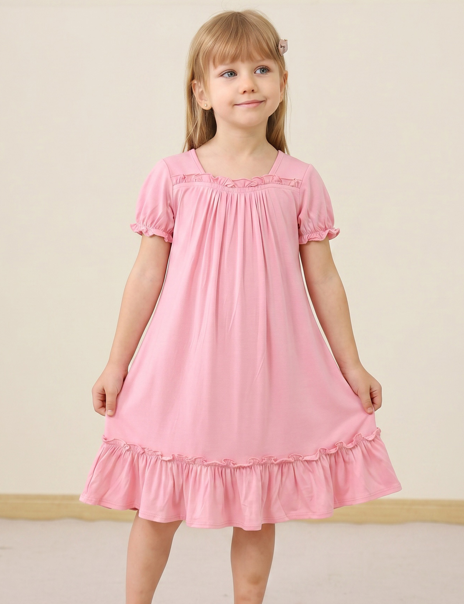 Girls' Bamboo Nightgowns | Soft Viscose from Bamboo Short Sleeve Nightdresses