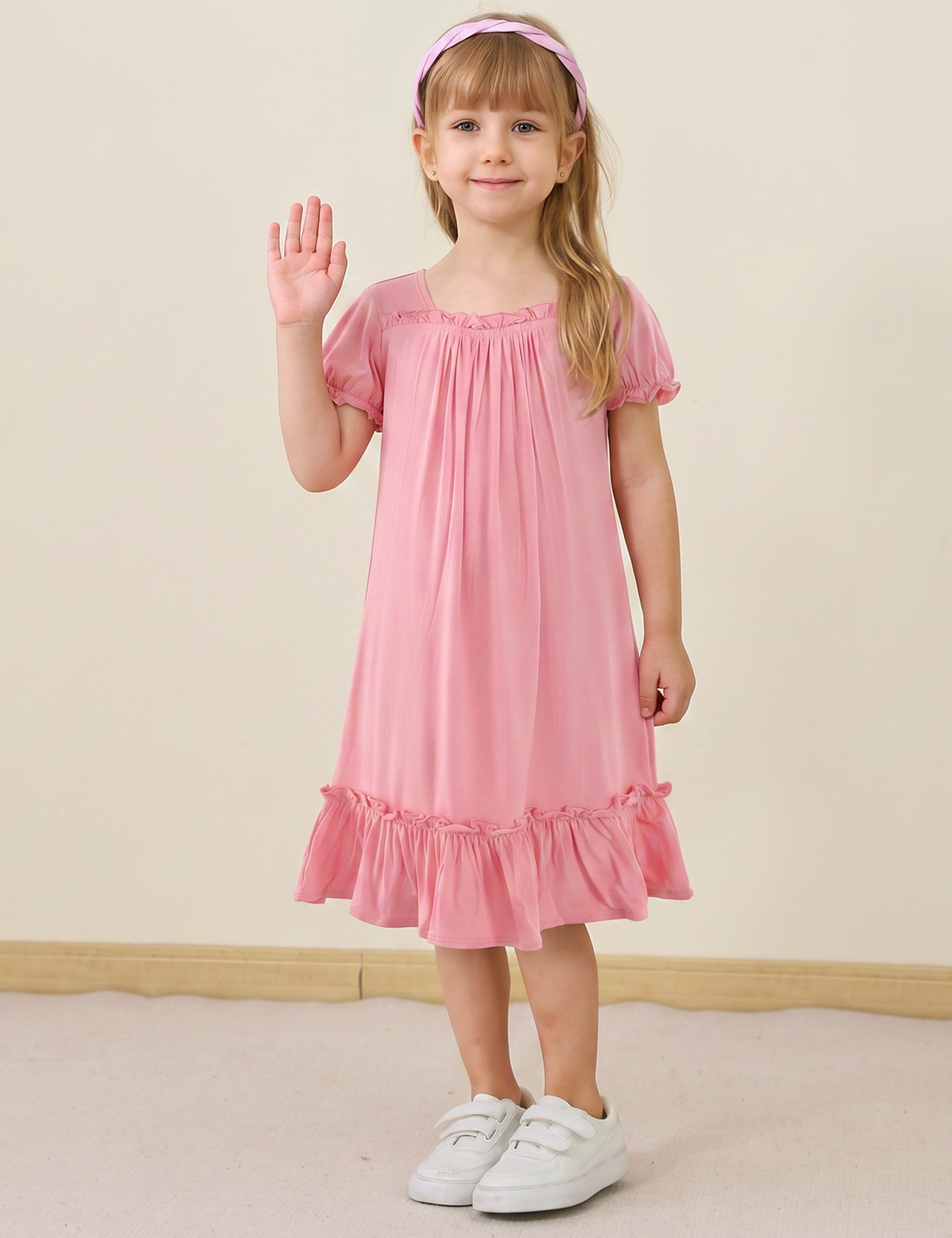 Girls' Bamboo Nightgowns | Soft Viscose from Bamboo Short Sleeve Nightdresses