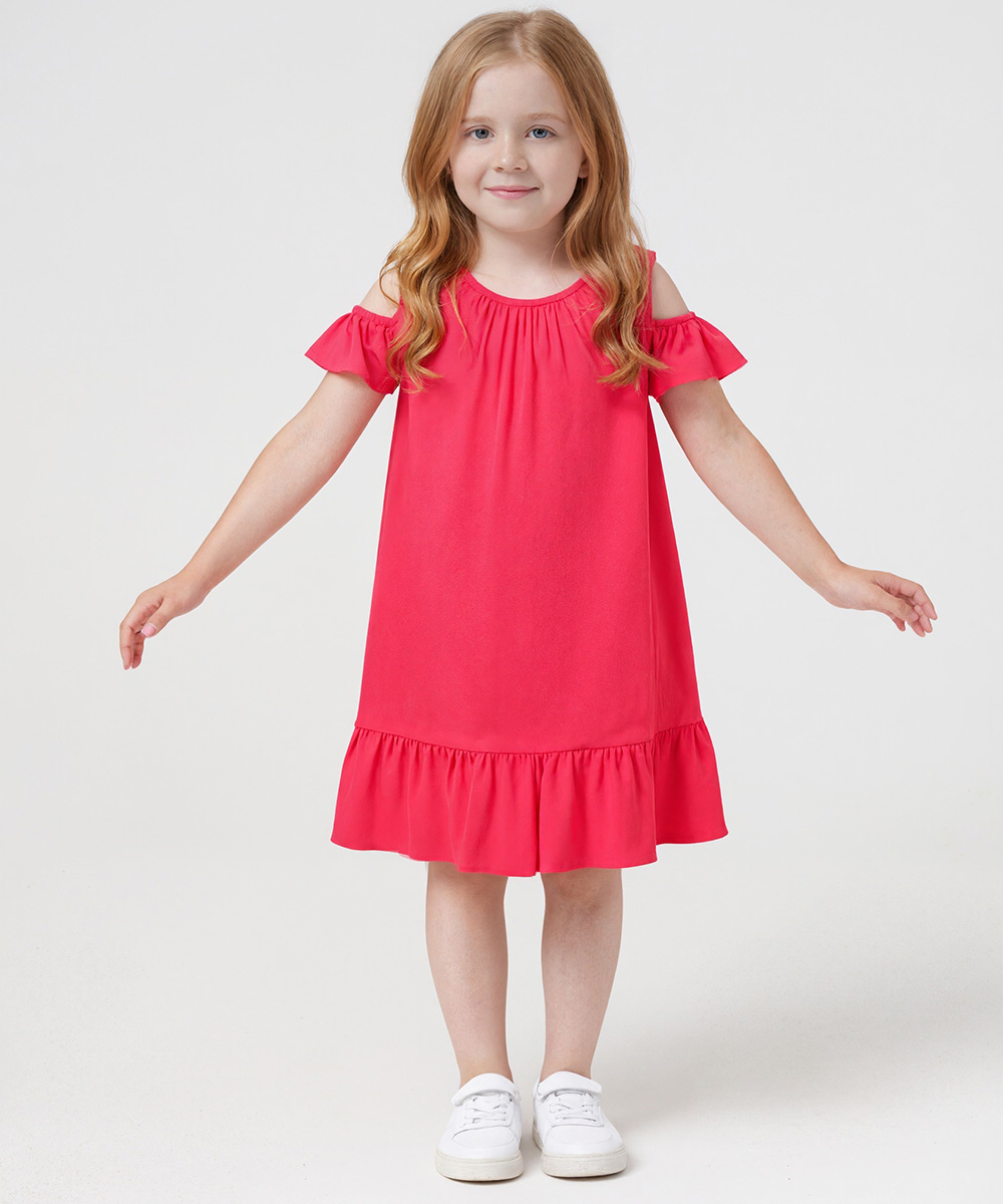 Girls Short Sleeve Off Shoulder Casual Bamboo Dresses