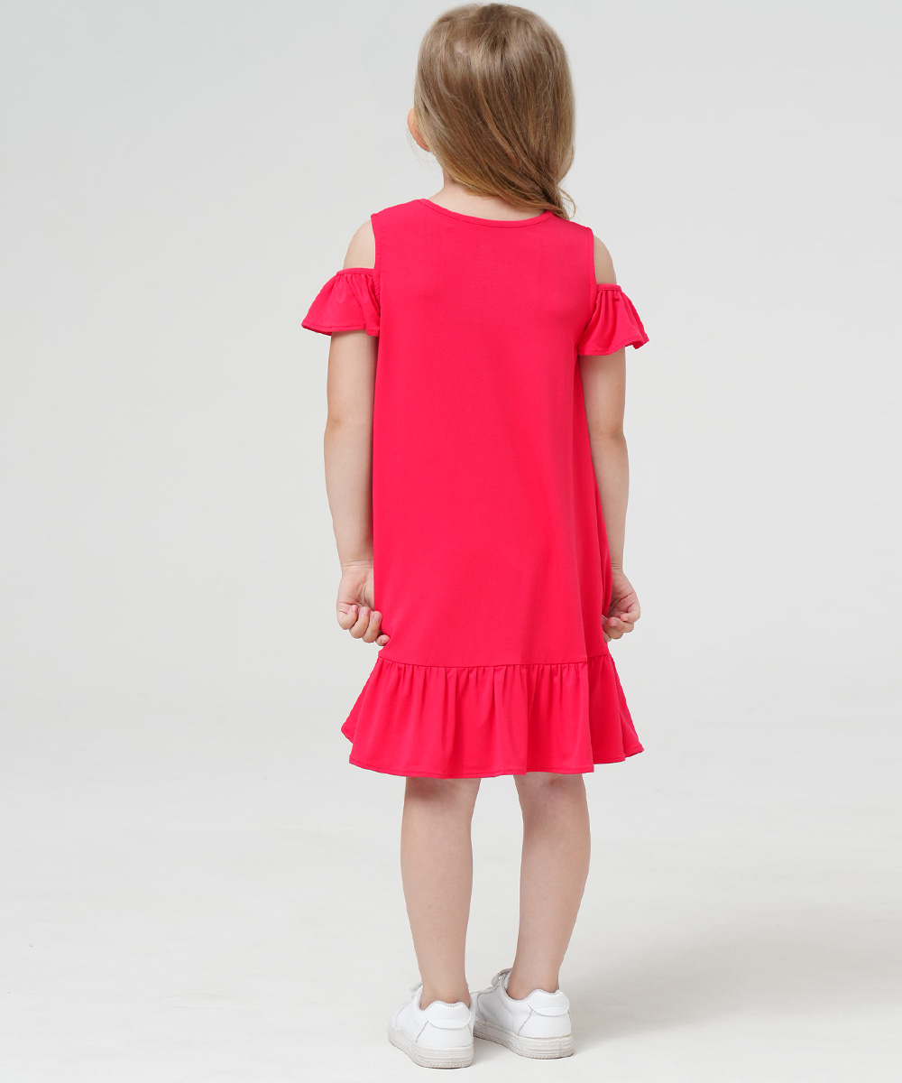 Girls Short Sleeve Off Shoulder Casual Bamboo Dresses