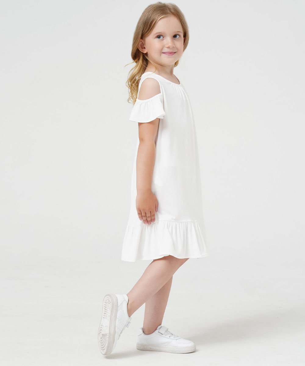 Girls Short Sleeve Off Shoulder Casual Bamboo Dresses