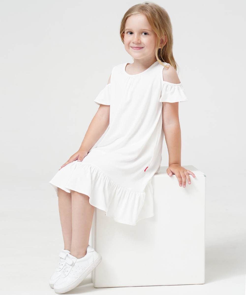 Girls Short Sleeve Off Shoulder Casual Bamboo Dresses