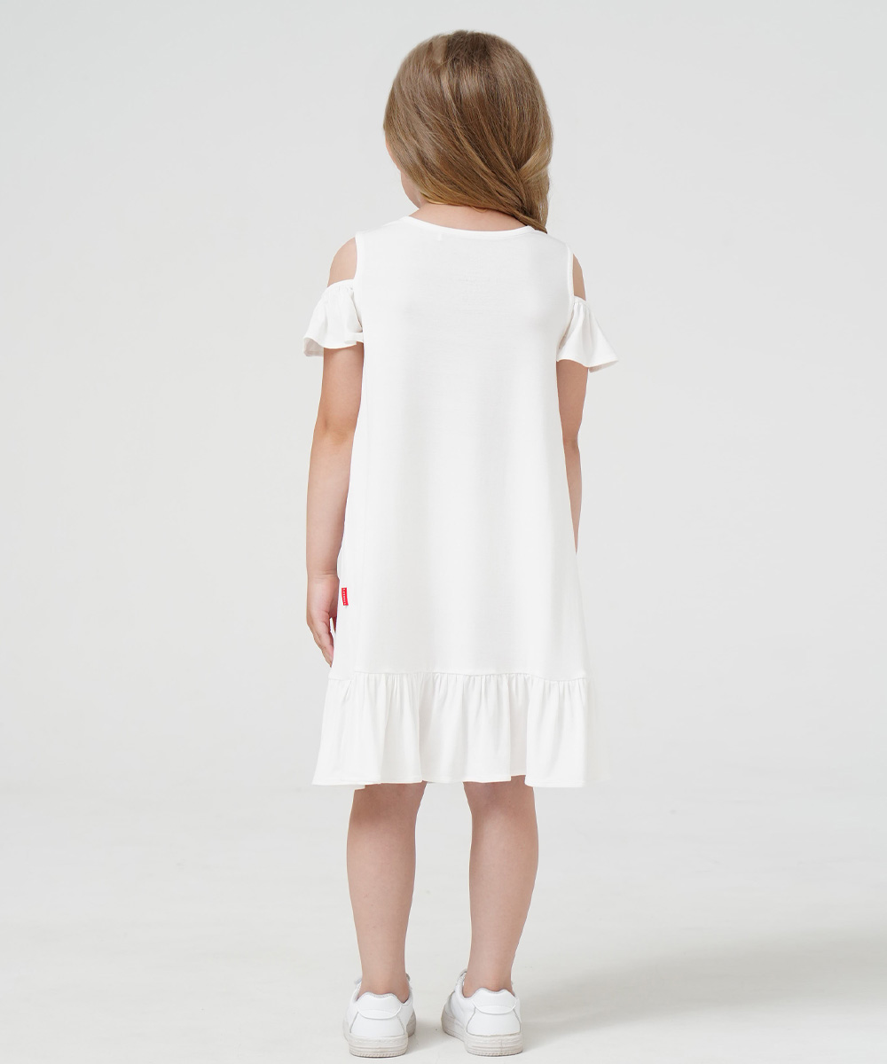 Girls Short Sleeve Off Shoulder Casual Bamboo Dresses