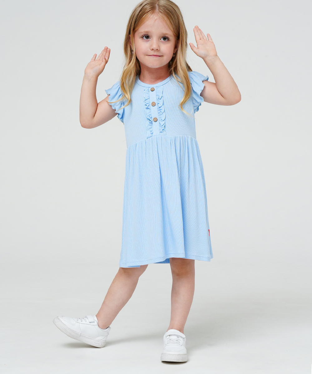 Toddler Girls Ruffle Sleeveless Bamboo Dresses
