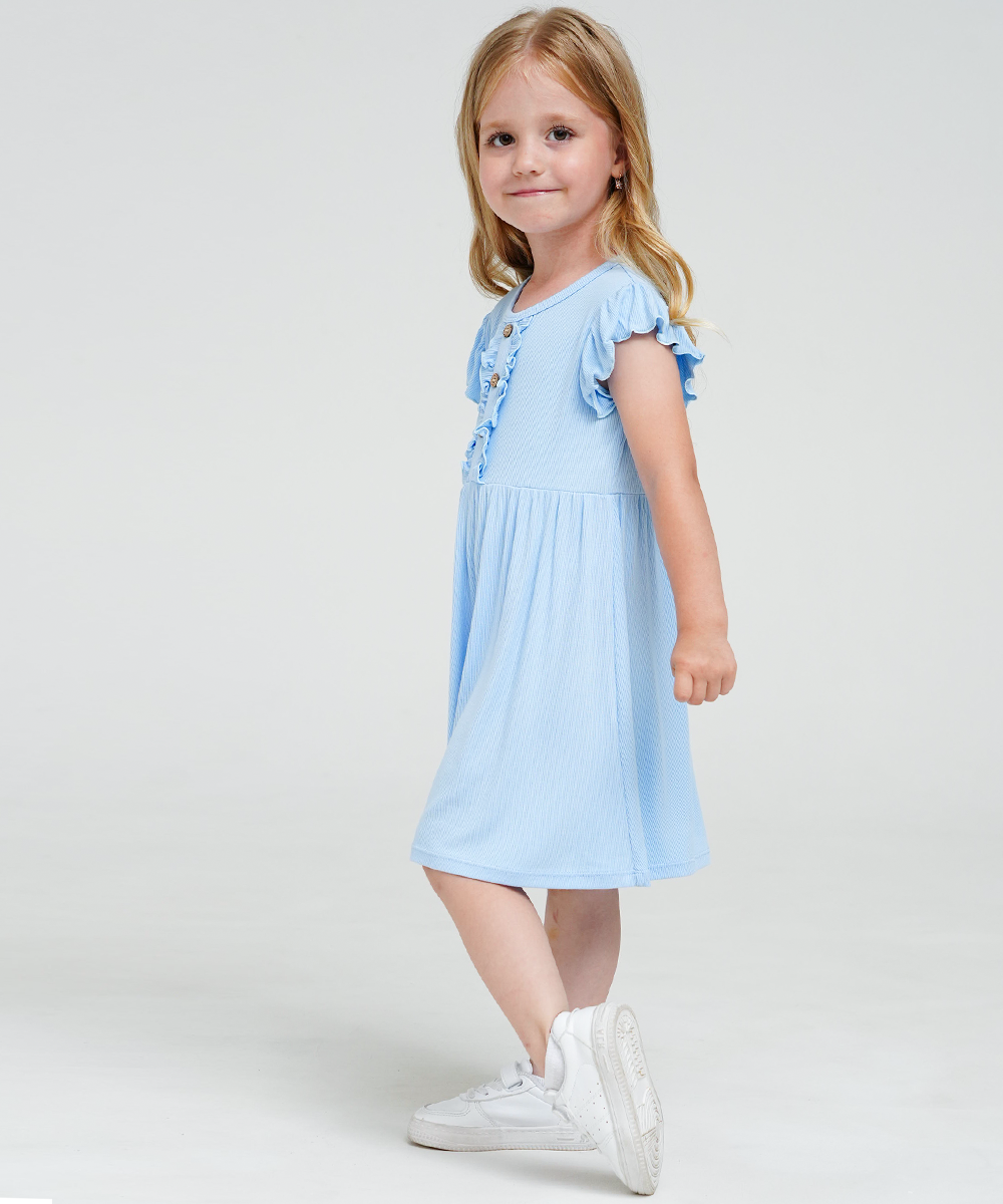 Toddler Girls Ruffle Sleeveless Bamboo Dresses