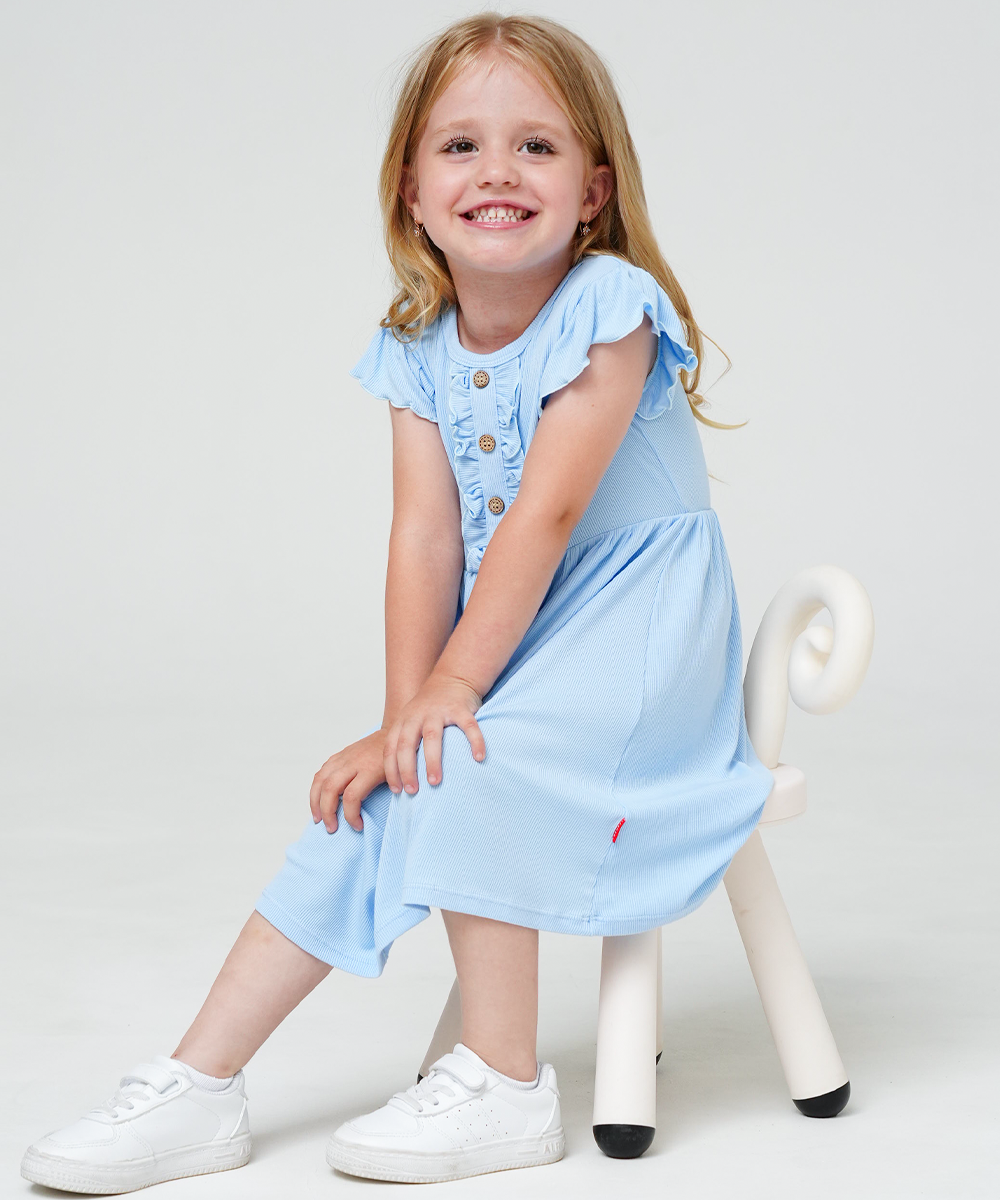 Toddler Girls Ruffle Sleeveless Bamboo Dresses
