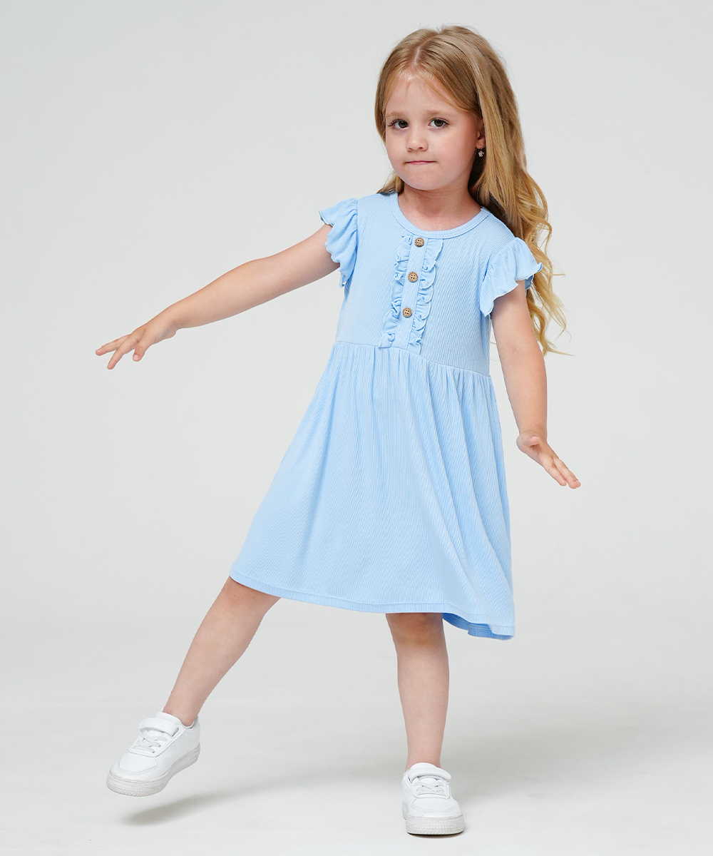 Toddler Girls Ruffle Sleeveless Bamboo Dresses