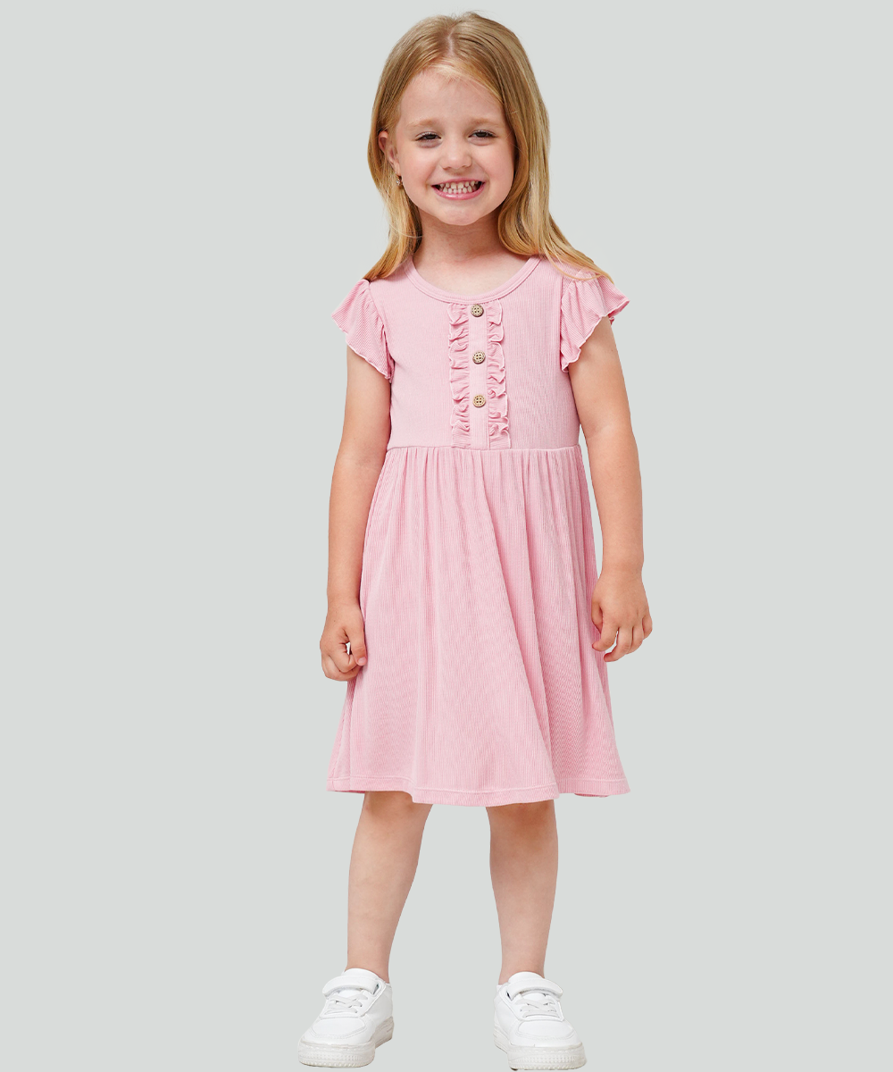 Toddler Girls Ruffle Sleeveless Bamboo Dresses