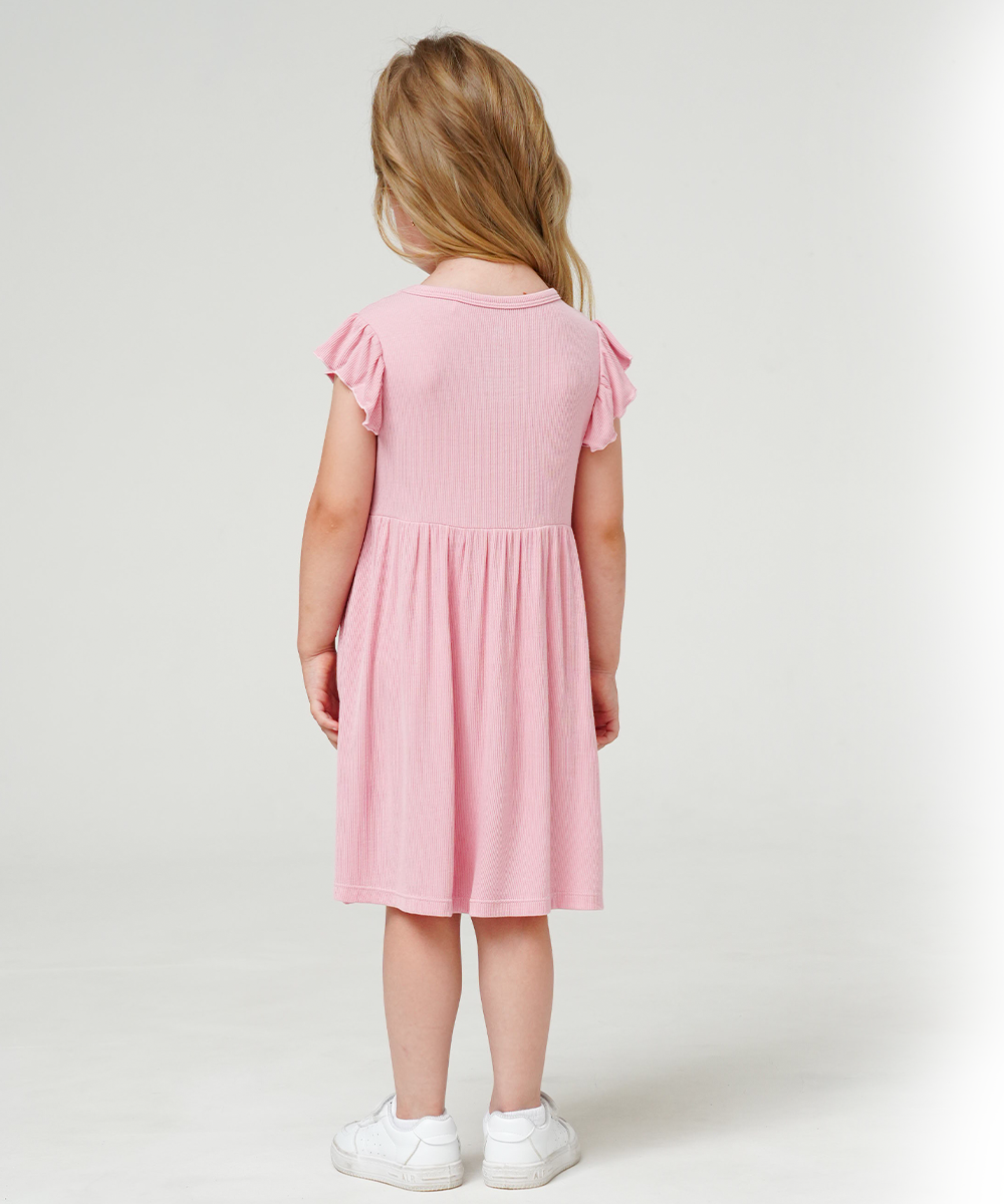 Toddler Girls Ruffle Sleeveless Bamboo Dresses