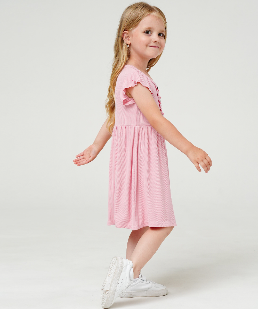 Toddler Girls Ruffle Sleeveless Bamboo Dresses