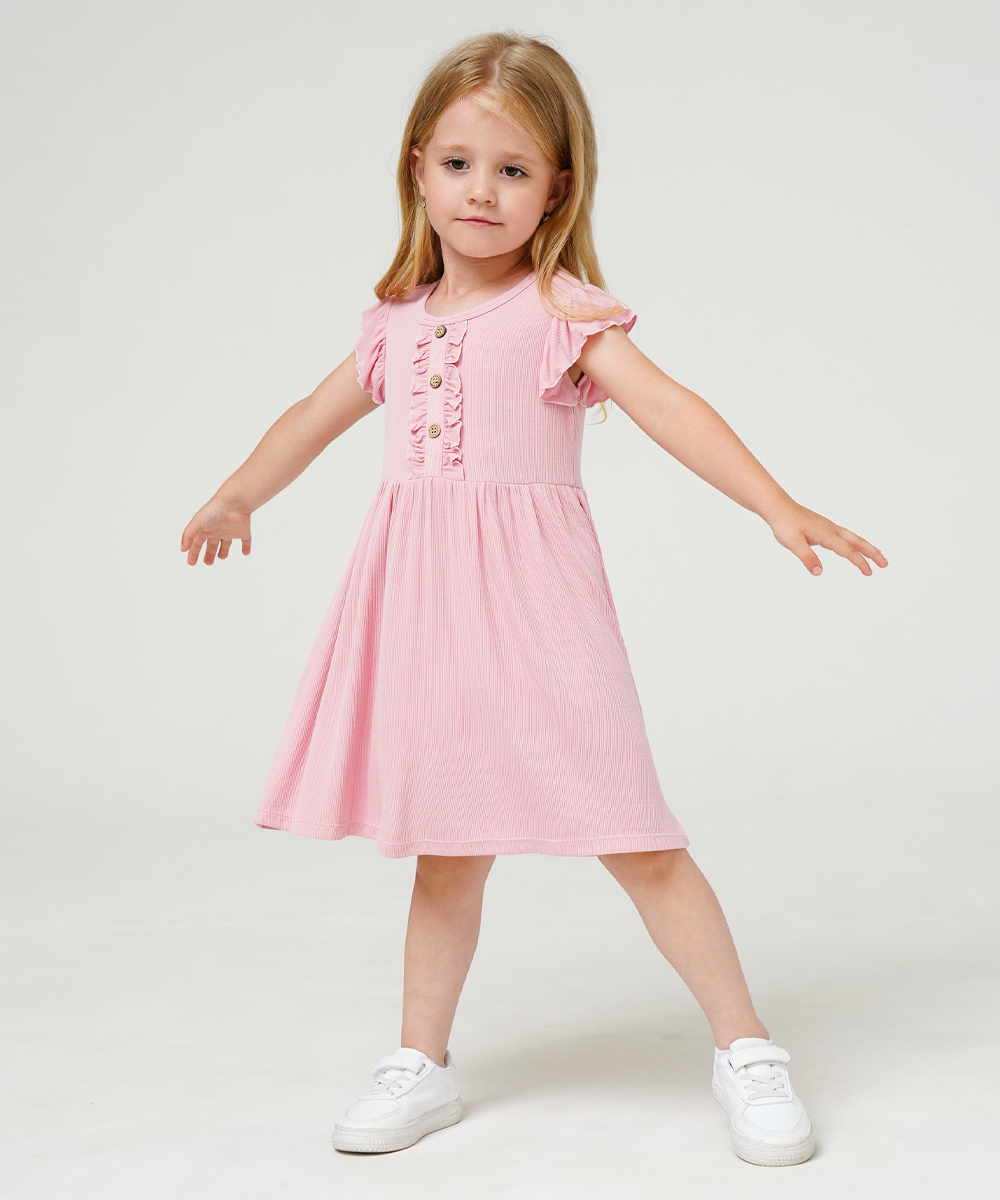 Toddler Girls Ruffle Sleeveless Bamboo Dresses