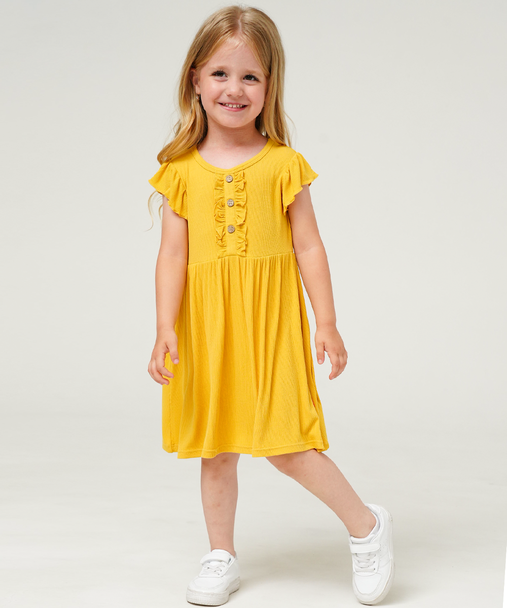 Toddler Girls Ruffle Sleeveless Bamboo Dresses